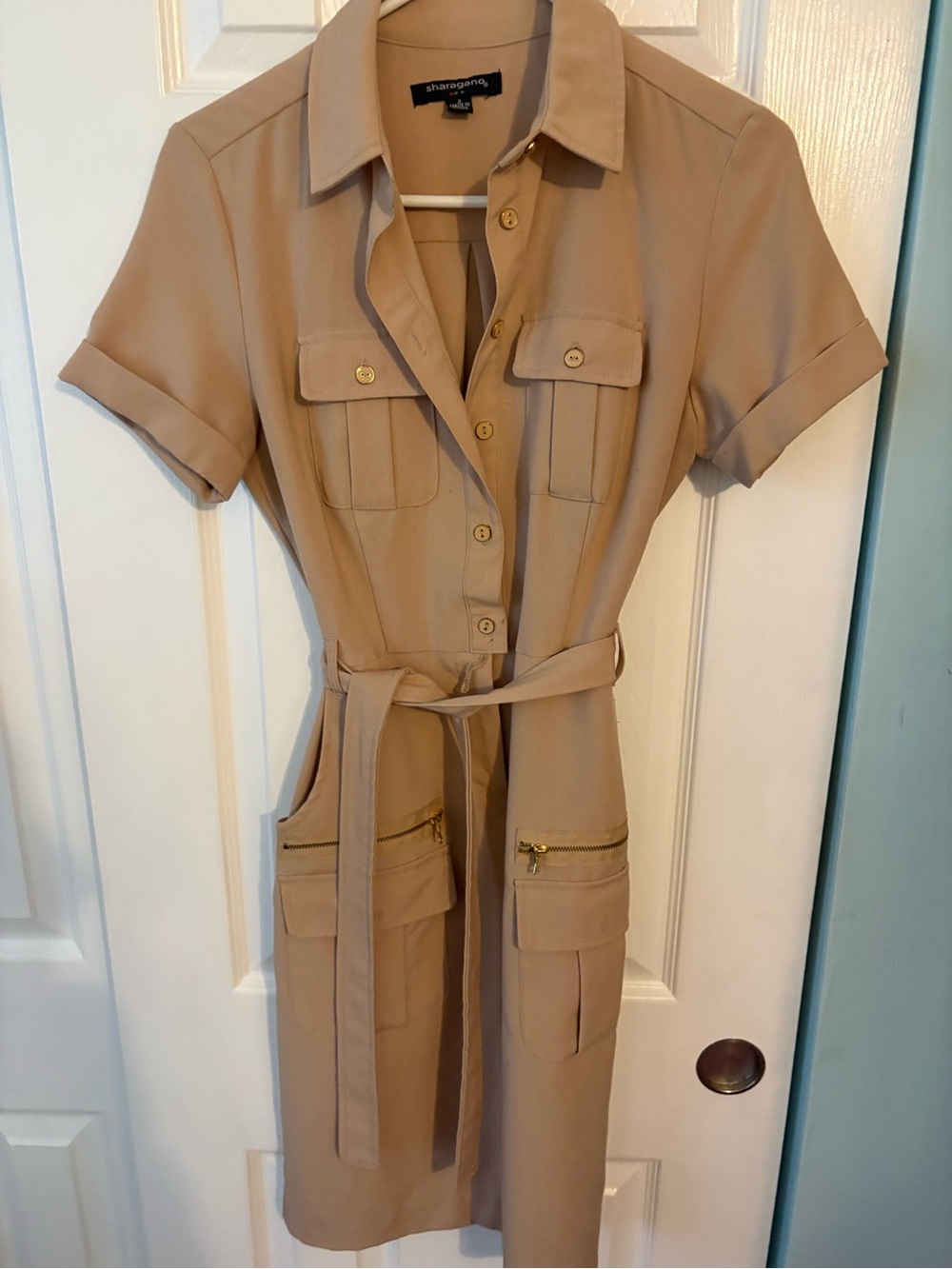 Sharagano Beige/Tan Shirt Dress